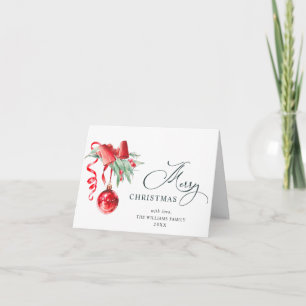 Cartes Pour Fêtes Annuelles Élégant ornement rouge Joyeux voeux de Noël