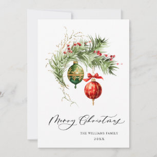 Cartes Pour Fêtes Annuelles Élégant ornement rouge Joyeux voeux de Noël