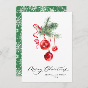 Cartes Pour Fêtes Annuelles Élégant ornement rouge Joyeux voeux de Noël