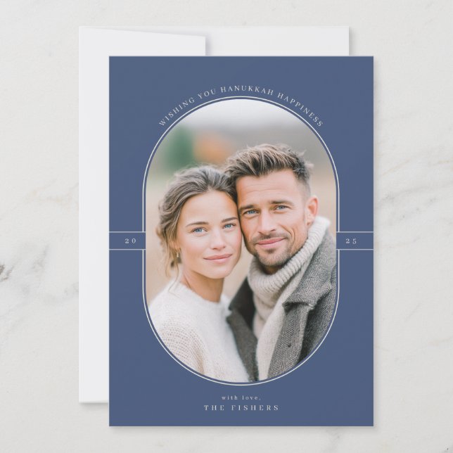 Cartes Pour Fêtes Annuelles Elegant Oval Hanukkah Photo (Devant)