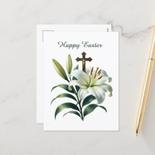 Cartes Pour Fêtes Annuelles Elegant Pâques Lilly Cross religieux