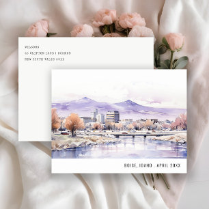 Cartes Pour Fêtes Annuelles Élégant paysage aquarelle de Boise, Idaho, voyage