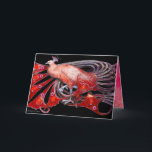 CARTES POUR FÊTES ANNUELLES ÉLÉGANT PEACOCK ROUGE AVEC PIERRES GEM<br><div class="desc">Elégant, élégant bijou de paon rouge avec éclat floral fuchsia or rose argent à l'intérieur, aquarelle couleur acrylique doré et couleurs irisées... Peinture et graphismes numériques par Bulgan Lumini (c) Facile à customiser avec votre propre texte comme une carte de faire-part, cartes de place, enregistrer la date, cartes de remerciement...</div>