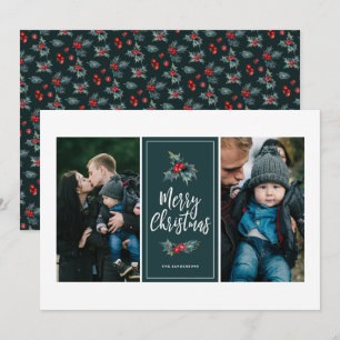 Cartes Pour Fêtes Annuelles Élégant Peint Holly   Christmas Green Two Photo