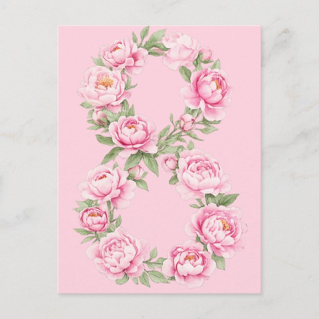 Cartes Pour Fêtes Annuelles Elegant Peony Flower Illustration for March 8  (Devant)