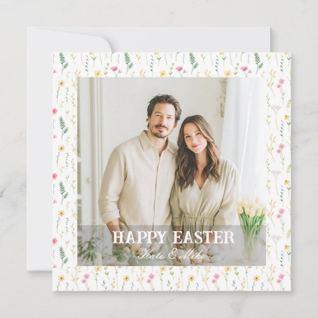 Cartes Pour Fêtes Annuelles Elegant Personalized Photo Happy Easter (Devant)