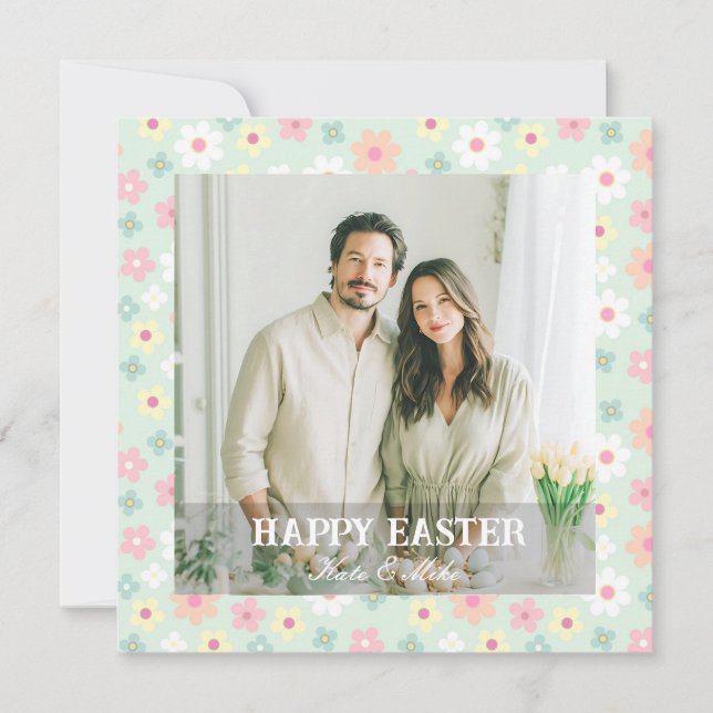 Cartes Pour Fêtes Annuelles Elegant Personalized Photo Happy Easter (Devant)