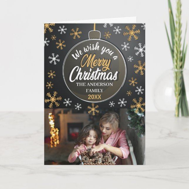 Cartes Pour Fêtes Annuelles Élégant personnalisation de Noël Bauble Photo pers (Devant)