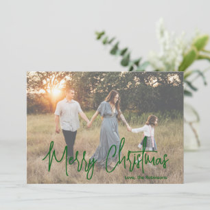 Cartes Pour Fêtes Annuelles Élégant Photo de Noël Moderne en écriture verte