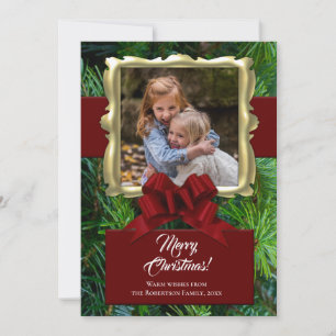 Cartes Pour Fêtes Annuelles Elégant Pine Gold Frame Photo Noël