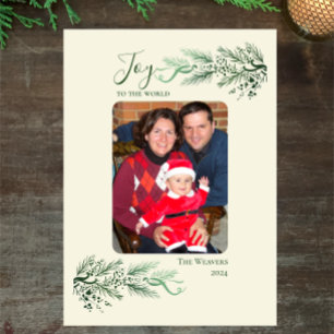 Cartes Pour Fêtes Annuelles Elegant Pine Joie au Monde Noël Famille Photo