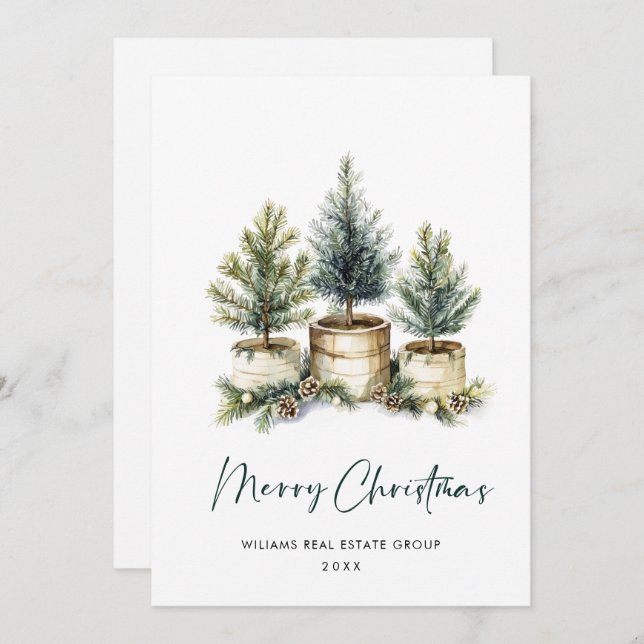 Cartes Pour Fêtes Annuelles Elégant Pine Tree Noël Accueil d'entreprise (Devant / Derrière)