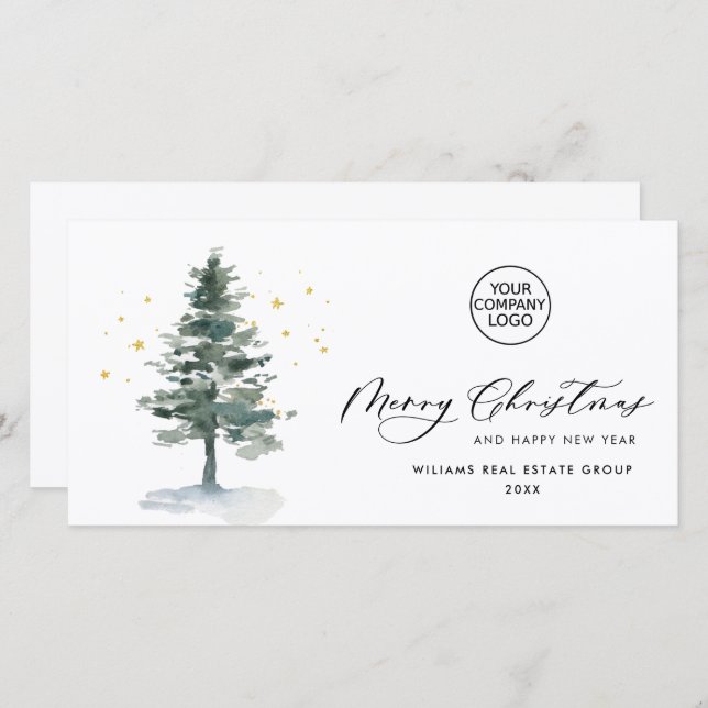 Cartes Pour Fêtes Annuelles Elégant Pine Tree Noël Accueil d'entreprise (Devant / Derrière)