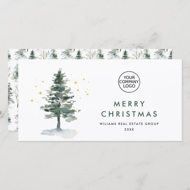 Cartes Pour Fêtes Annuelles Elégant Pine Tree Noël Accueil d'entreprise (Devant / Derrière)