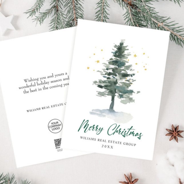 Cartes Pour Fêtes Annuelles Elégant Pine Tree Noël Accueil d'entreprise (Créateur téléchargé)