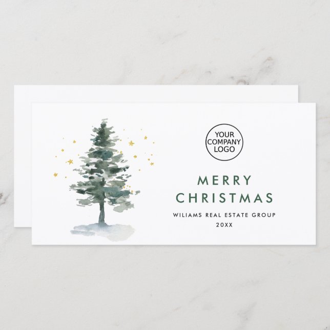 Cartes Pour Fêtes Annuelles Elégant Pine Tree Noël Accueil d'entreprise (Devant / Derrière)