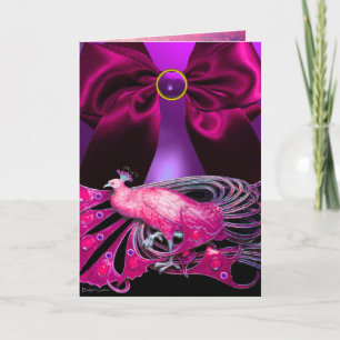 Cartes Pour Fêtes Annuelles ELÉGANT PINK PEACOCK, GEMSTONE FUCHSIA BOIS Pâques