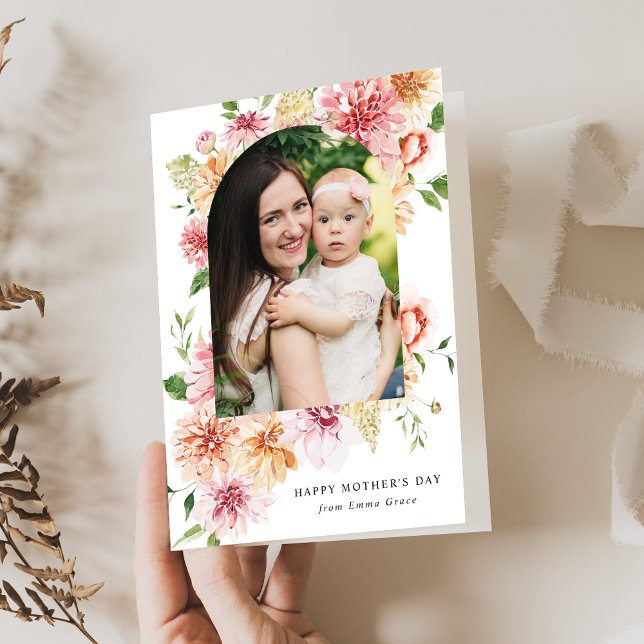 Cartes Pour Fêtes Annuelles Elégant Pink Peonies 2 Photo Fête des Mères (Créateur téléchargé)