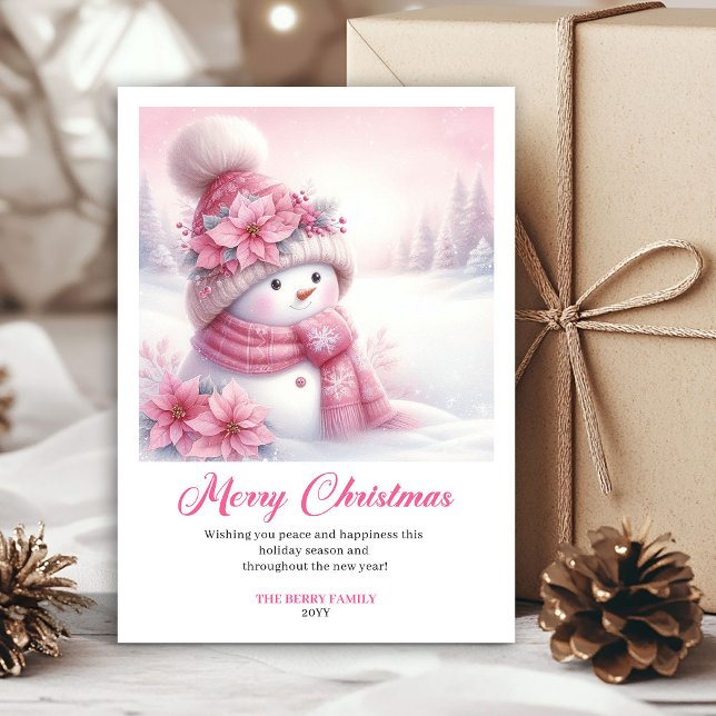 Cartes Pour Fêtes Annuelles Elegant Pink Snowman Kids Digital Christmas Cards (Elegant Pink Snowman Kids Digital Christmas Greeting Card

)