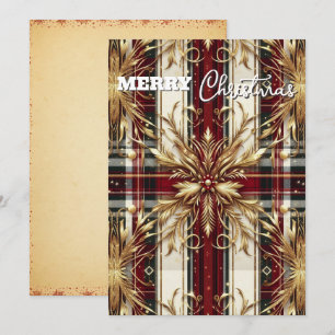 Cartes Pour Fêtes Annuelles Élégant Plaid de Fête Rouge et Or 