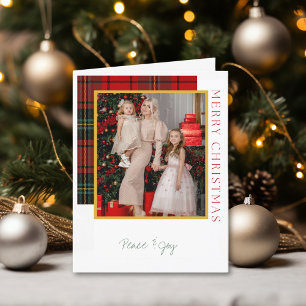 Cartes Pour Fêtes Annuelles Élégant Plaid Photo moderne plié Noël