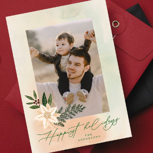 Cartes Pour Fêtes Annuelles Élégant Poinsettia Botanique Photo Happiest