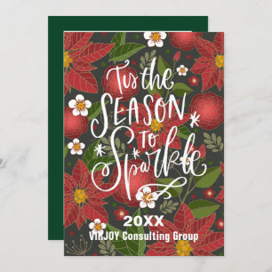 Cartes Pour Fêtes Annuelles Élégant Poinsettia Floral Bough Photo Business