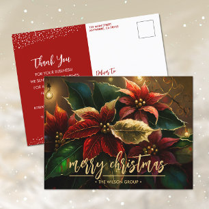 Cartes Pour Fêtes Annuelles Elégant Poinsettias Business Merci de Noël