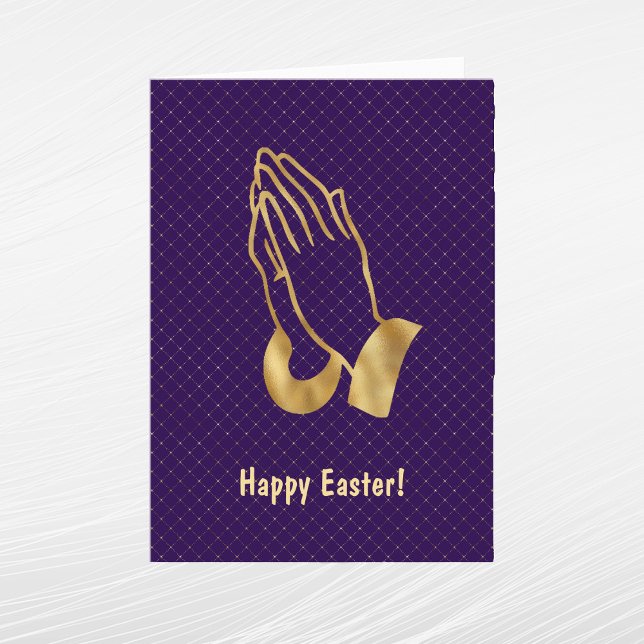 Cartes Pour Fêtes Annuelles Elégant Purple Gold Praying Mains Pâques (Créateur téléchargé)