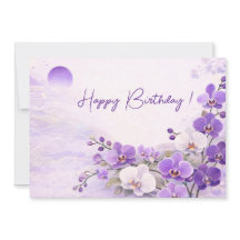Elegant Purple Orchid Birthday Card