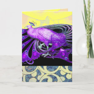 CARTES POUR FÊTES ANNUELLES ÉLÉGANT PURPLE PEACOCK AVEC DES CHEMISES GÉOMÉTRIQ