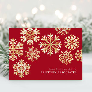 Cartes Pour Fêtes Annuelles Élégant Red Gold Snowflake Entreprise