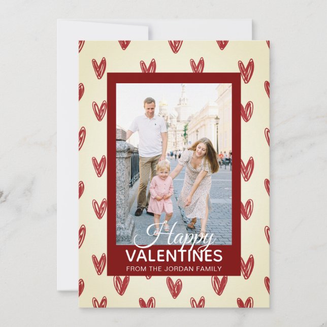 Cartes Pour Fêtes Annuelles Elegant Red Hearts Happy Valentine's Day 1 Photo (Devant)