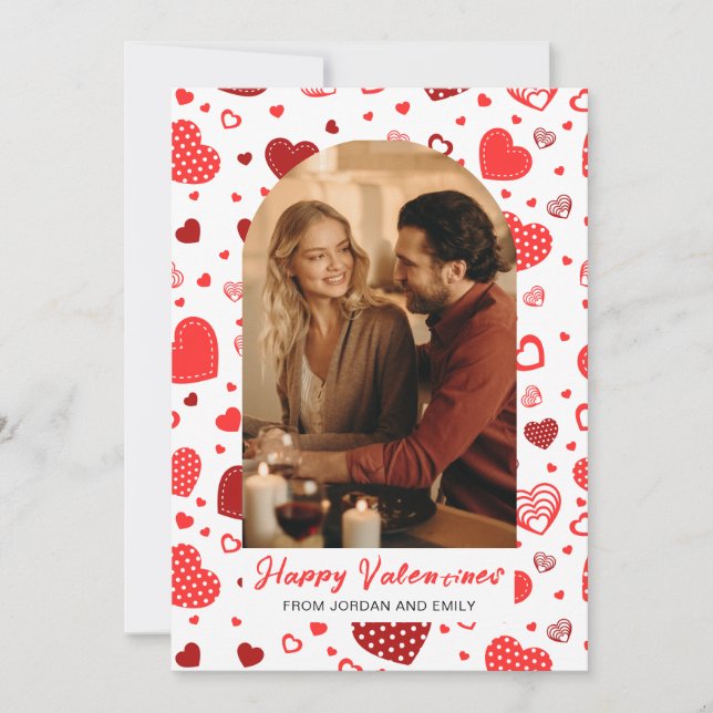 Cartes Pour Fêtes Annuelles Elegant Red Hearts Happy Valentine's Day 1 Photo (Devant)