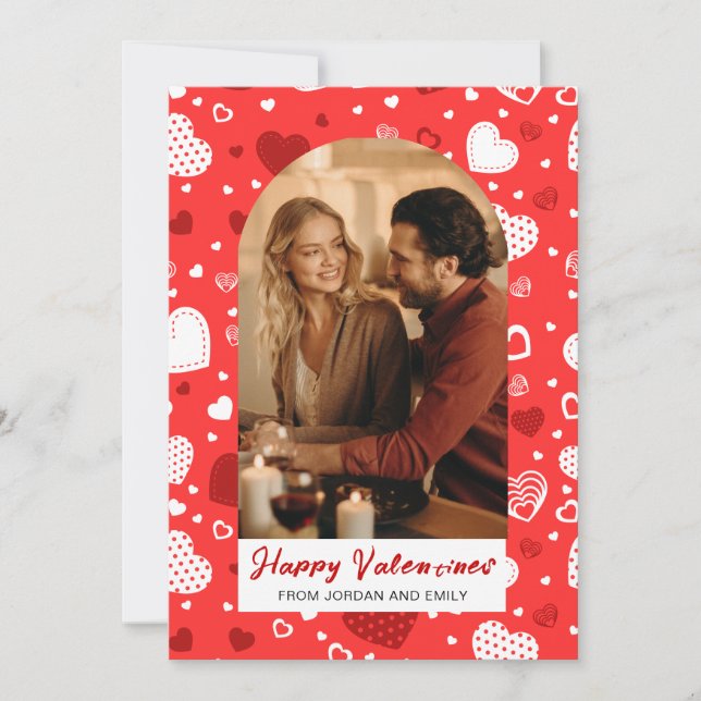 Cartes Pour Fêtes Annuelles Elegant Red Hearts Happy Valentine's Day 1 Photo (Devant)