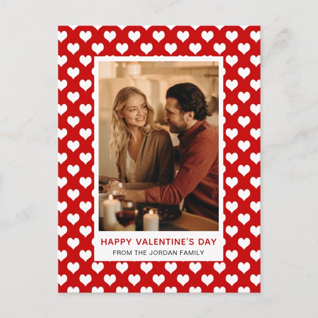 Cartes Pour Fêtes Annuelles Elegant Red Hearts Happy Valentine's Day 1 Photo (Devant)