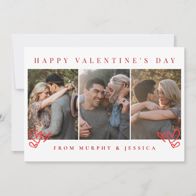 Cartes Pour Fêtes Annuelles Elegant Red Hearts Happy Valentine's Day 3 Photo (Devant)