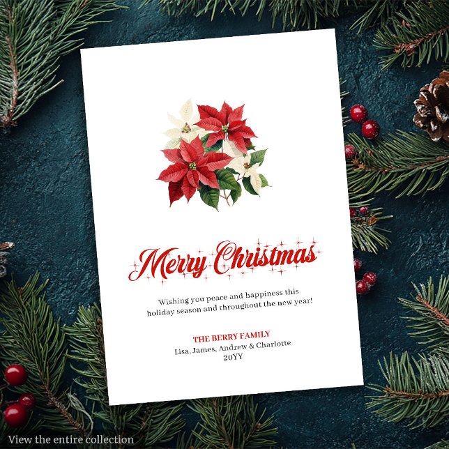 Cartes Pour Fêtes Annuelles Elegant Red Poinsettia Script Font Greeting Card (Elegant Red Poinsettia Script Font Greeting Card

)