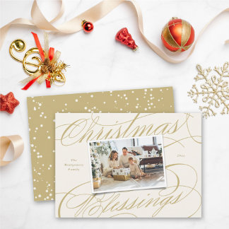 Cartes Pour Fêtes Annuelles Élégant religieux Bénédiction de Noël Script Photo