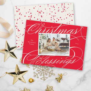 Cartes Pour Fêtes Annuelles Élégant religieux Bénédiction de Noël Script Photo