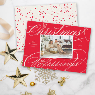 Cartes Pour Fêtes Annuelles Élégant religieux Bénédiction de Noël Script Photo
