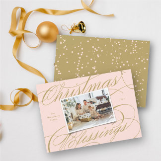 Cartes Pour Fêtes Annuelles Élégant religieux Bénédiction de Noël Script Photo