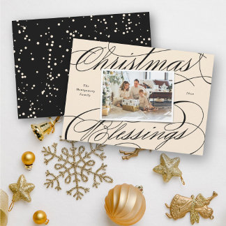 Cartes Pour Fêtes Annuelles Élégant religieux Bénédiction de Noël Script Photo