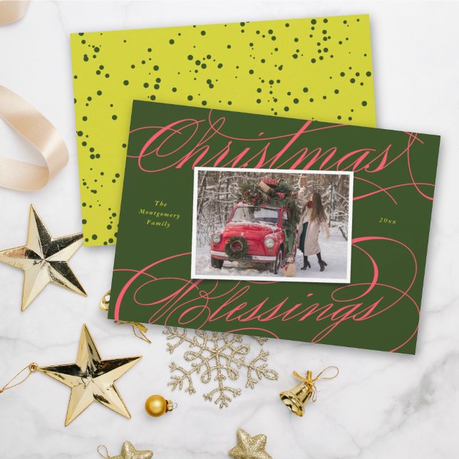 Cartes Pour Fêtes Annuelles Élégant religieux Bénédiction de Noël Script Photo (Créateur téléchargé)