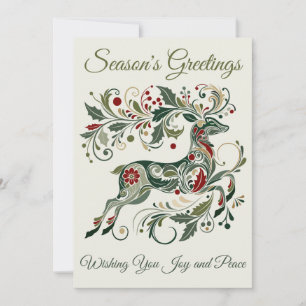 Cartes Pour Fêtes Annuelles Élégant Rétro Renne Vert Menthe Noël Unique