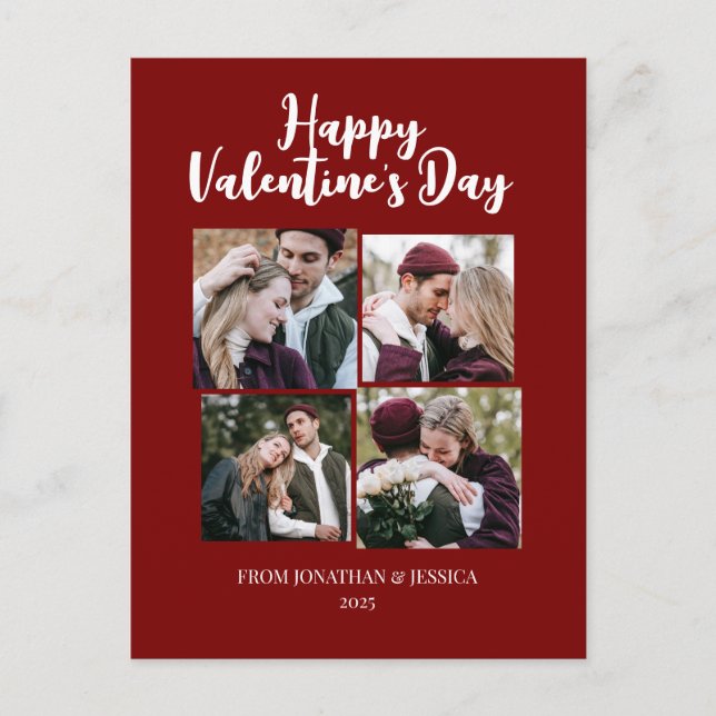 Cartes Pour Fêtes Annuelles Élégant Romantique valentines jour couple 4 photo (Devant)