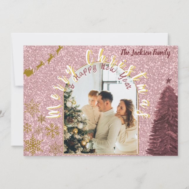Cartes Pour Fêtes Annuelles Elegant Rose Gold Glitter Arch Photo (Devant)