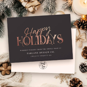 Cartes Pour Fêtes Annuelles Élégant Rose moderne Gold Script Entreprise