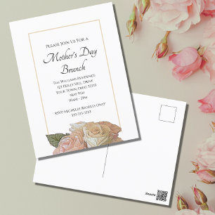 Cartes Pour Fêtes Annuelles Elégant rose Roses Floral Fête des Mères Brunch