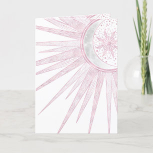 Cartes Pour Fêtes Annuelles Elégant rose Sun Moon Doodle Mandala White Design